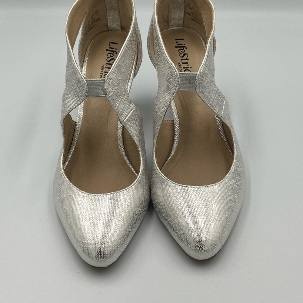 LifeStride Giovanna 2 Heeled Shoes Dressy Pumps Formal Prom Women’s 8.5 Silver - Picture 3 of 8
